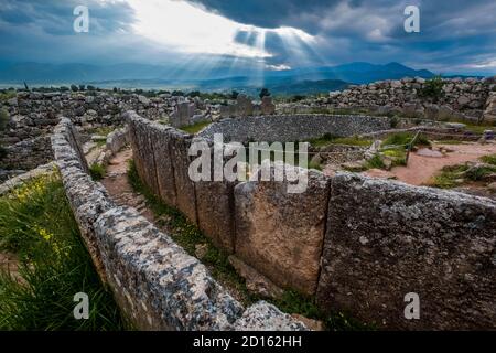 Grèce, Péloponnèse, Mycènes, site archéologique, inscrit au patrimoine mondial de l'UNESCO, cercle des tombes royales Banque D'Images