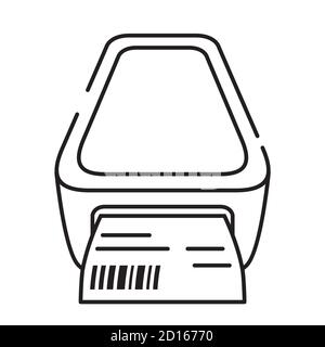 Imprimante à code-barres à icônes.imprimante d'étiquettes à carreaux vectoriels Imprimer. Illustration de Vecteur