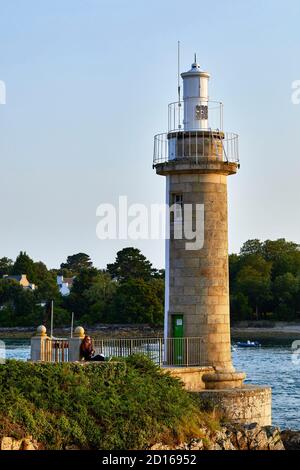 France, Finist?re, Benodet, le phare du Coq le long de la rivière Odet Banque D'Images