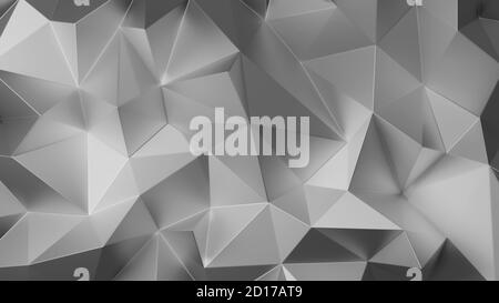 Triangle argent polygone bas. Triangle géométrique gris polygonal. Arrière-plan en mosaïque abstraite. Illustration du rendu 3D. Banque D'Images