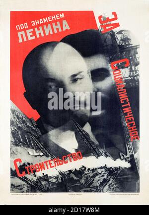 Sous la bannière de Lénine pour la construction socialiste, affiche de Gustavs Klucis, 1930 Banque D'Images