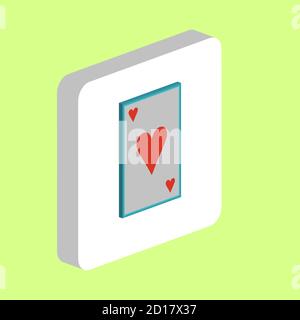 Icône de vecteur simple de carte de coeurs. Modèle de conception de symbole d'illustration pour élément d'interface utilisateur Web mobile. Pictogramme isométrique de couleur parfaite sur carré blanc 3d. H Illustration de Vecteur