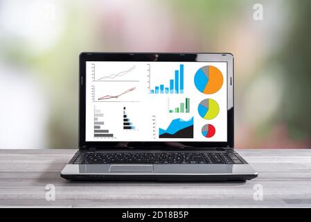 Concept d'analyse graphique affiché sur un écran d'ordinateur portable Banque D'Images