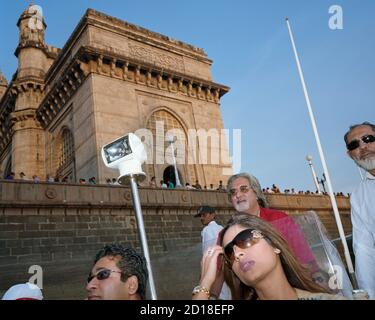 L'homme d'affaires indien Vijay Mallya à la porte de l'Inde à Mumbai. Banque D'Images