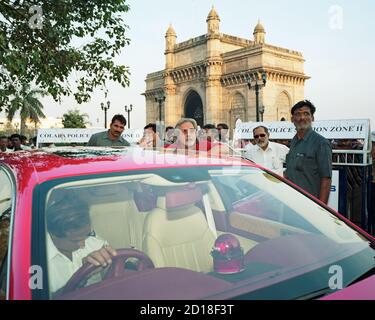 L'homme d'affaires indien Vijay Mallya à la porte de l'Inde à Mumbai. Banque D'Images