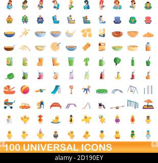 100 icônes universelles set. Cartoon illustration de 100 icônes universelles vector set isolé sur fond blanc Illustration de Vecteur