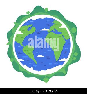 Carte globale planète Terre isolée sur fond blanc vecteur. Illustration de Vecteur