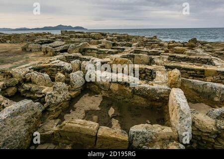 La Necrópolis de Fils du vrai , conjunto de construcciones funerarias , término municipal de Santa Margalida, Majorque, Iles Baléares, Espagne, Europe Banque D'Images