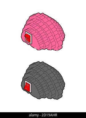 Cerveau et commutateur. Mise hors tension et sous tension du cerveau. Illustration vectorielle Illustration de Vecteur