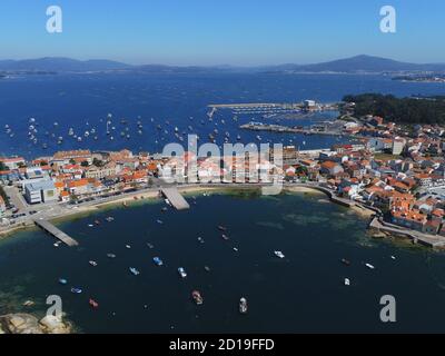 Vue aérienne de l'île d'Arousa à Pontevedra Galice Espagne Banque D'Images