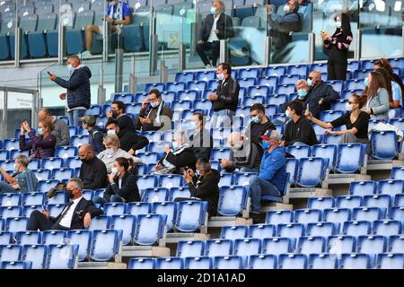 Les supporters du Latium pendant les restrictions de Covid19 pendant le championnat italien Serie Un match de football entre le SS Lazio et le FC Internazionale on Octobre Banque D'Images