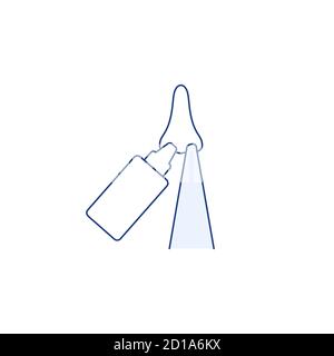 Icône de ligne de lavage nasal isolée sur blanc. Nettoyage du nez Illustration de Vecteur