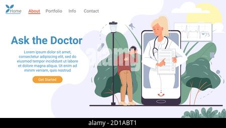 Consultation de médecin en ligne sur la page d'accueil téléphonique Illustration de Vecteur