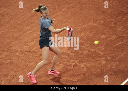 Paris, France. 5 octobre 2020. Fiona FERRO (FRA) lors du tournoi de tennis Roland Garros 2020, Grand Chelem, le 5 octobre 2020 au stade Roland Garros à Paris, France - photo Stephane Allaman / DPPI crédit: LM/DPPI/Stephane Allaman/Alay Live News Banque D'Images