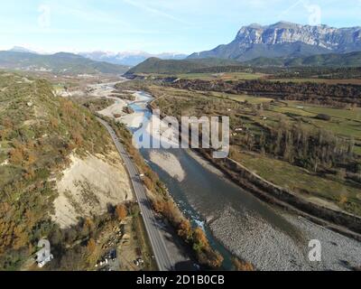 Photo aérienne du village d'Ainsa à Huesca en Espagne Banque D'Images