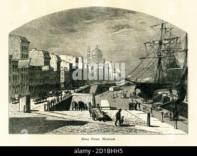 Illustration antique de Montréal, ville qui couvre la majeure partie de l'île de Montréal, dans la province de Québec, Canada. Gravure publiée dans Pictur Banque D'Images