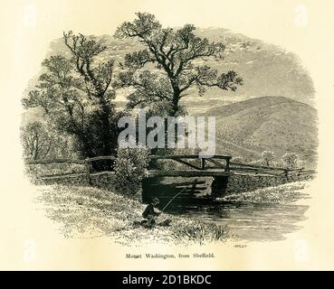 Illustration du XIXe siècle du mont Washington, un pic dans les montagnes Taconic, vue de Sheffield, Massachusetts, États-Unis. Gravure publiée en P Banque D'Images