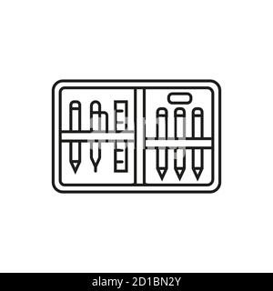 icône d'étui à crayons de l'icône de l'école pour le concept mobile et l'application web. L'icône de la mallette à crayons fine peut être utilisée pour le Web et les mobiles. Icône Premium activée Illustration de Vecteur