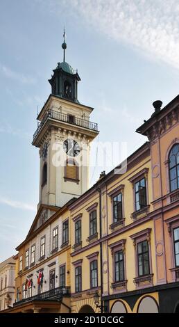 Maison jumelée à la place du marché à Cieszyn. Pologne Banque D'Images