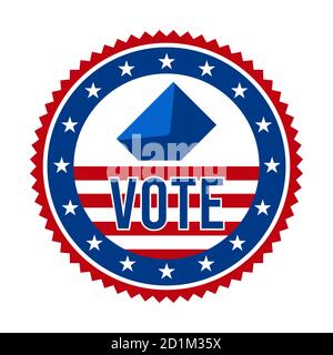 Badge de vote pour l'élection présidentielle de 2020 - États-Unis d'Amérique. Etats-Unis Etoiles et rayures patriotes. Axe de soutien démocrate américain / républicain Illustration de Vecteur