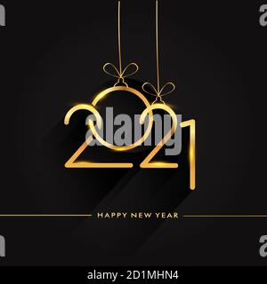 Joyeux nouvel an 2021 - nouvel an Shining arrière-plan, design de texte couleur or, éléments vectoriels pour calendrier et carte de vœux. Illustration de Vecteur
