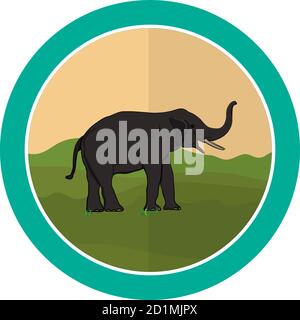 Graphique design logo éléphant debout avec fond de montagne vecteur Illustration Illustration de Vecteur