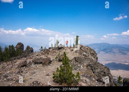 Randonnée sur Sepulcher Mountain, parc national de Yellowstone, Wyoming, États-Unis Banque D'Images