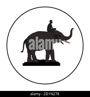 Éléphant avec éléphant mahout marche dans cercle blanc, graphique design vecteur Illustration pour logo Illustration de Vecteur