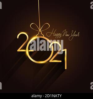 Joyeux nouvel an 2021 - nouvel an Shining arrière-plan, design de texte couleur or, éléments vectoriels pour calendrier et carte de vœux. Illustration de Vecteur