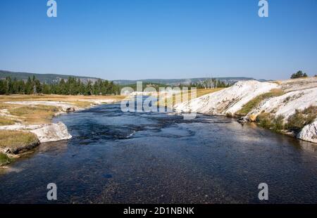 Geysers à vapeur, Norris Geyser Basin, parc national de Yellowstone, Wyoming, États-Unis Banque D'Images