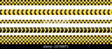 Bande de police, ligne de danger de crime. Attention lignes de police isolées. Rubans d'avertissement et de barricade. Jeu de rubans d'avertissement jaunes. Illustration vectorielle Illustration de Vecteur