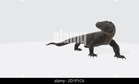 Rendu 3D d'un immense personnage de reptile dragon de Komodo Banque D'Images