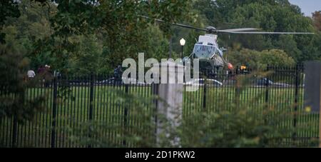 Airforce 1 quitte l'hôpital militaire national Walter Read avec le président des États-Unis Donald J Trump après avoir été soigné pour Covid 19. 5 octobre 2020. Banque D'Images