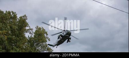 Airforce 1 quitte l'hôpital militaire national Walter Read avec le président des États-Unis Donald J Trump après avoir été soigné pour Covid 19. 5 octobre 2020. Banque D'Images