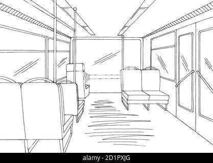 Graphique intérieur de bus noir blanc esquisse illustration vecteur Illustration de Vecteur