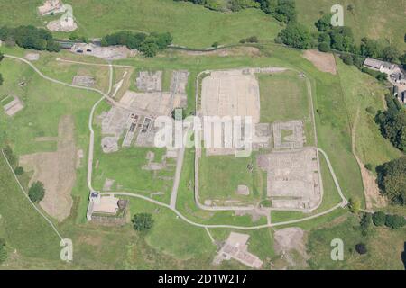 Fort romain de Vindolanda (Chesterholm), Northumberland, 2014. Vue aérienne. Banque D'Images
