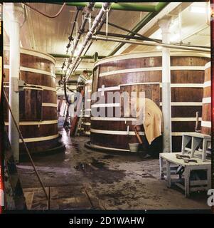 McMullen's Brewery, Hartham Lane, Hertford, Hertfordshire. Fermenteurs de la brasserie Hertford de McMullen. Banque D'Images