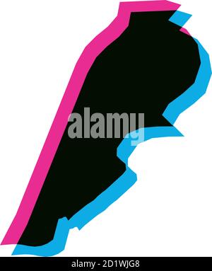 Silhouette de pays du Liban avec effet d'aberration chromatique. Illustration de Vecteur