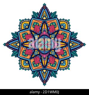Couleur de tracery zen mandala. L'objet est séparé de l'arrière-plan. Vecteur élément délicat pour les cartes, les cartes, l'impression de t-shirts et votre c Illustration de Vecteur