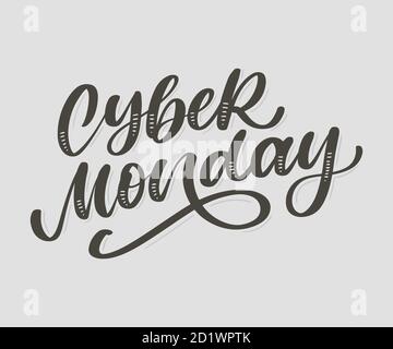 Cyber Monday Vector lettering calligraphie texte pinceau Illustration de Vecteur