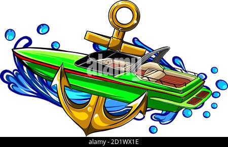 Illustration vectorielle de bateau, Stripe Vinyl Ready Illustration de Vecteur