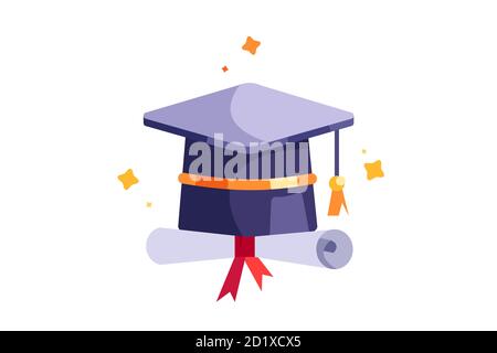 Icône en forme de chapeau de graduation avec molette plate. Illustration de Vecteur