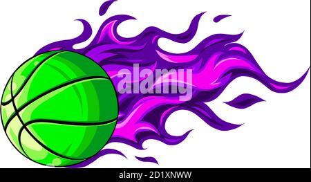 Balles de basket-ball avec flammes. Sur fond blanc Illustration de Vecteur