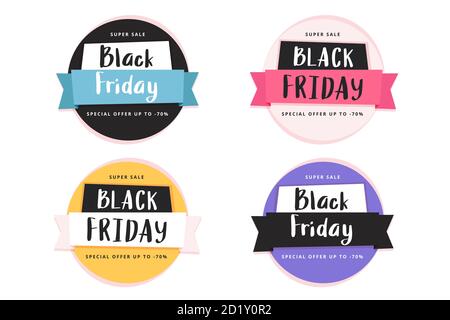 Ensemble de modèles de bannière du Vendredi fou, illustration vectorielle Illustration de Vecteur