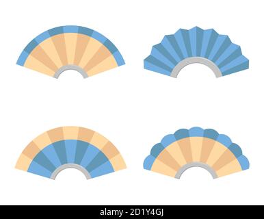 Jeu de ventilateurs manuels. Illustrations vectorielles de style plat isolées sur fond blanc. Illustration de Vecteur