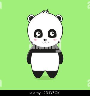 Illustration de la mascotte panda mignonne. Conception isolée sur fond vert. Banque D'Images