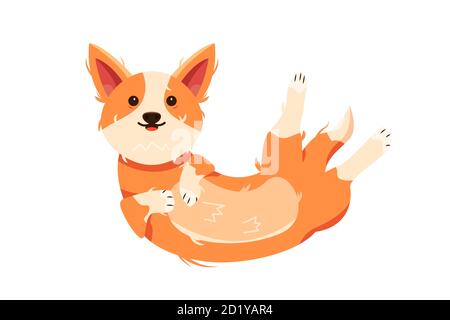 Adorable chien en corgi de style plat. Illustration de Vecteur