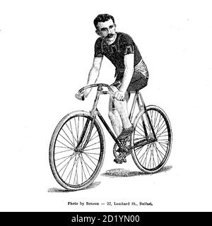 Sportsman se faisant une course à vélo sur la route de la santé et du bonheur par Charles A. Vogeler Company [Publicité] Date de publication 1897 Banque D'Images