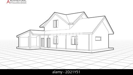 Bâtiment moderne vecteur. Dessins architecturaux illustration 3d Illustration de Vecteur