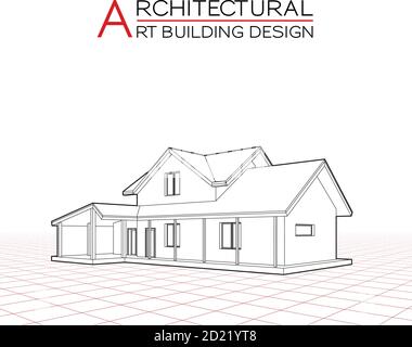 Bâtiment moderne vecteur. Dessins architecturaux illustration 3d Illustration de Vecteur